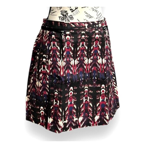 H&M 12 Multicolor Mini Skirt Tribal Print Zip Stretch Boho Casual Festival Chic - Picture 7 of 10